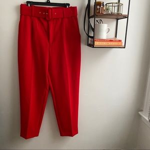 Red High-Waisted Trousers